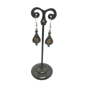 Silver Plate Earrings Watch Gear Part Victorian Academia Steampunk French Hook